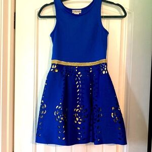 Size 8 girls dress. Royal blue with gold underlay